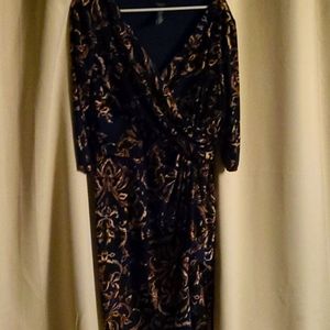 CHAPS Gold and Navy Blue dress XL polyester